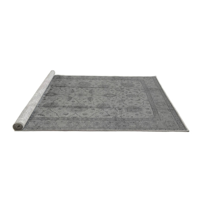 Sideview of Machine Washable Oriental Gray Industrial Rug, wshurb646gry