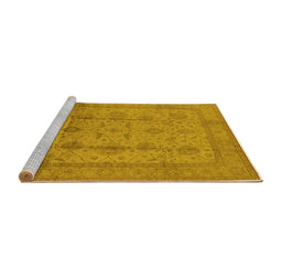 Sideview of Machine Washable Oriental Yellow Industrial Rug, wshurb646yw