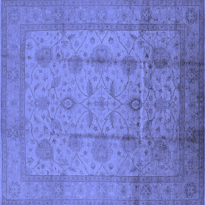 Square Machine Washable Oriental Blue Industrial Rug, wshurb646blu
