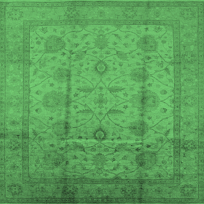 Square Oriental Emerald Green Industrial Rug, urb646emgrn