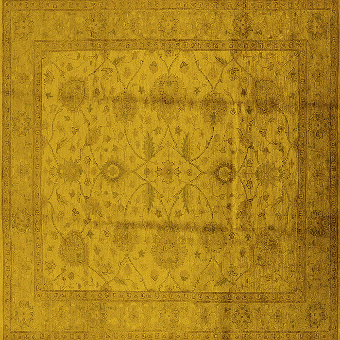 Square Machine Washable Oriental Yellow Industrial Rug, wshurb646yw