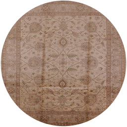 Round Mid-Century Modern Light Copper Gold Oriental Rug, urb646