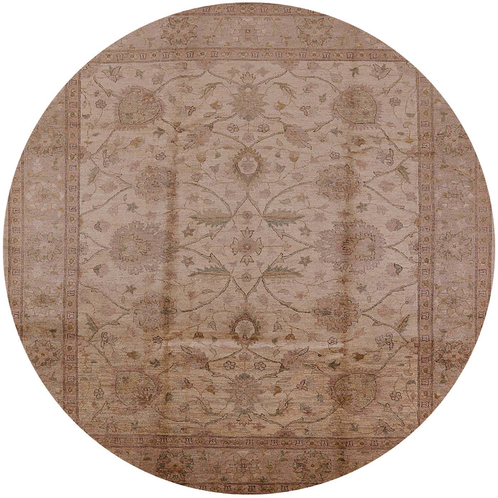 Round Mid-Century Modern Light Copper Gold Oriental Rug, urb646