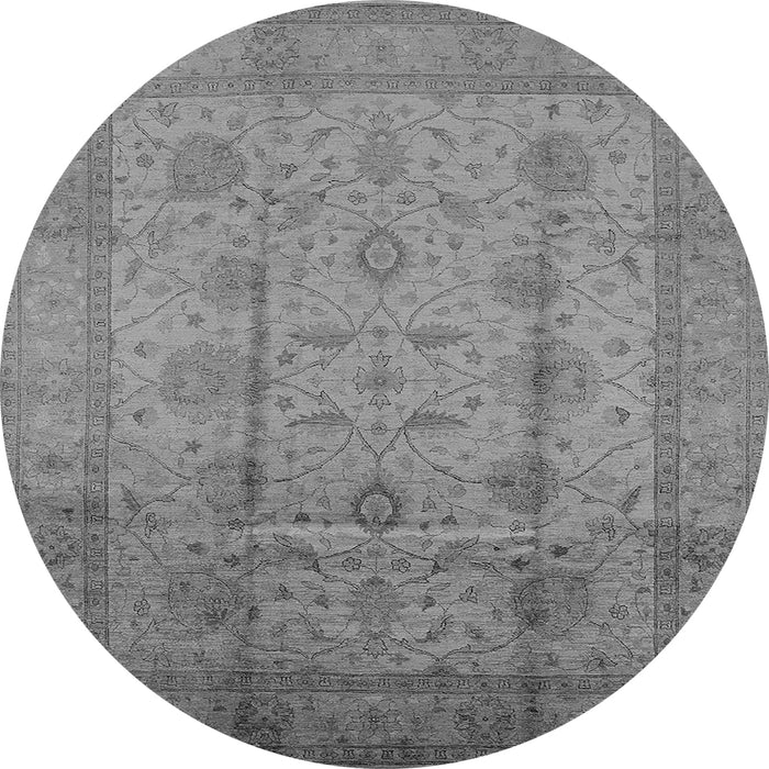 Round Machine Washable Oriental Gray Industrial Rug, wshurb646gry