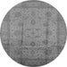 Round Machine Washable Oriental Gray Industrial Rug, wshurb646gry