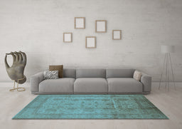 Machine Washable Oriental Light Blue Industrial Rug in a Living Room, wshurb646lblu