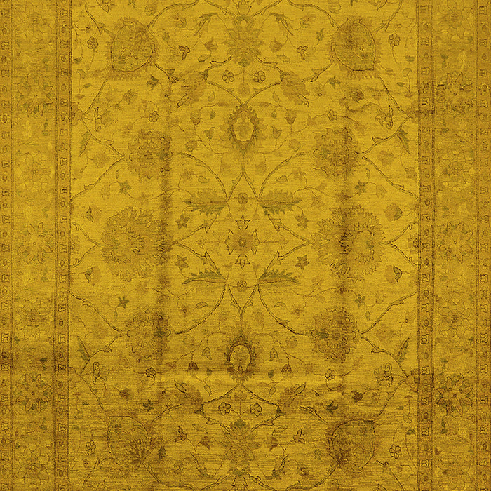 Machine Washable Oriental Yellow Industrial Rug, wshurb646yw