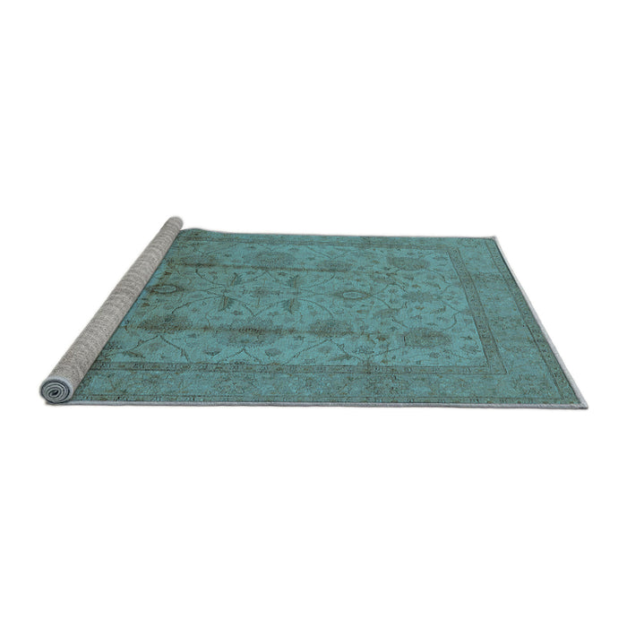 Sideview of Machine Washable Oriental Light Blue Industrial Rug, wshurb646lblu