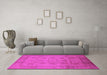 Machine Washable Oriental Pink Industrial Rug in a Living Room, wshurb646pnk