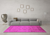 Machine Washable Oriental Pink Industrial Rug, wshurb646pnk