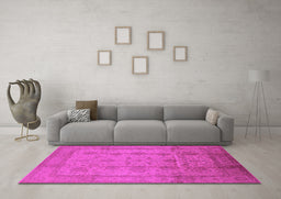 Machine Washable Oriental Pink Industrial Rug in a Living Room, wshurb646pnk