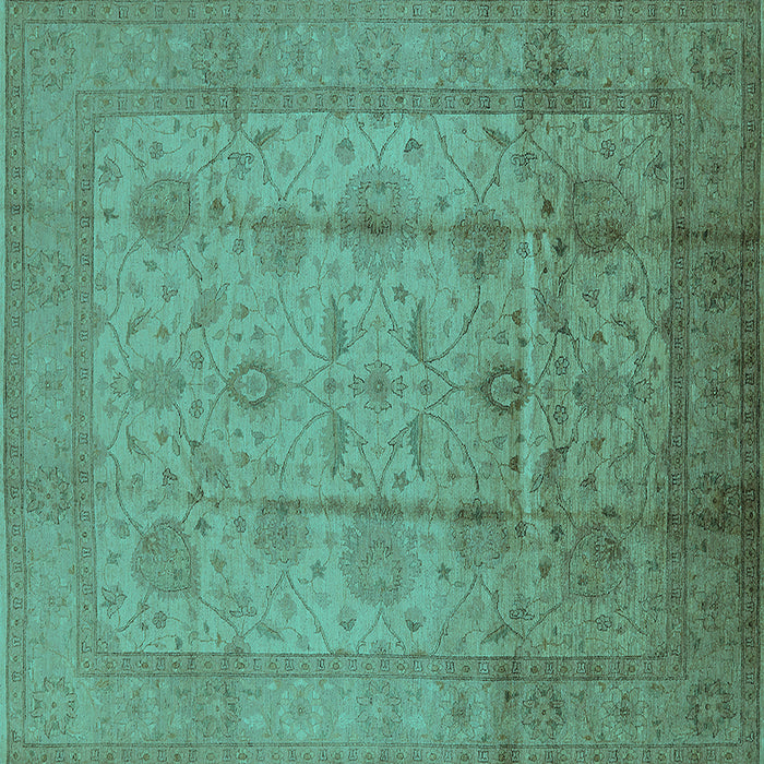 Square Oriental Turquoise Industrial Rug, urb646turq