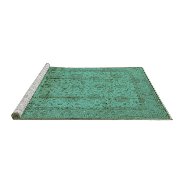 Sideview of Machine Washable Oriental Turquoise Industrial Area Rugs, wshurb646turq