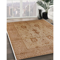 Mid-Century Modern Brown Sand Brown Oriental Rug, urb647