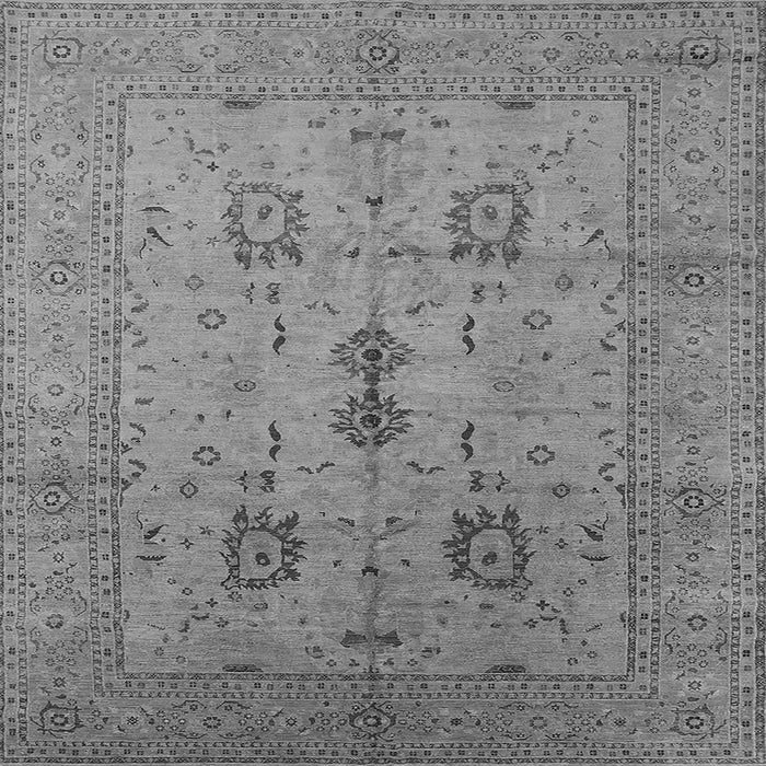 Square Machine Washable Oriental Gray Industrial Rug, wshurb647gry