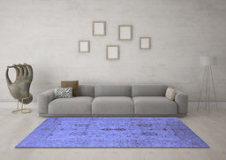 Machine Washable Oriental Blue Industrial Rug in a Living Room, wshurb647blu