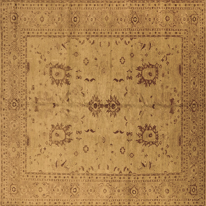 Square Machine Washable Oriental Brown Industrial Rug, wshurb647brn