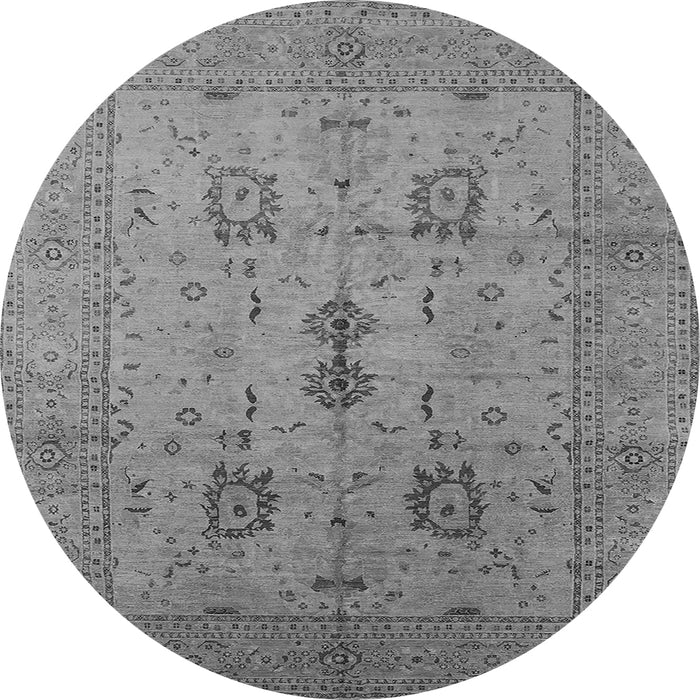 Round Machine Washable Oriental Gray Industrial Rug, wshurb647gry