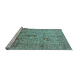 Sideview of Machine Washable Oriental Light Blue Industrial Rug, wshurb647lblu