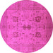 Round Oriental Pink Industrial Rug, urb647pnk