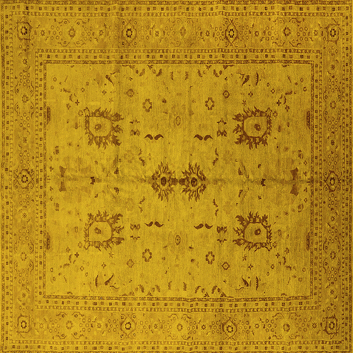 Square Machine Washable Oriental Yellow Industrial Rug, wshurb647yw