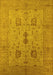 Machine Washable Oriental Yellow Industrial Rug, wshurb647yw