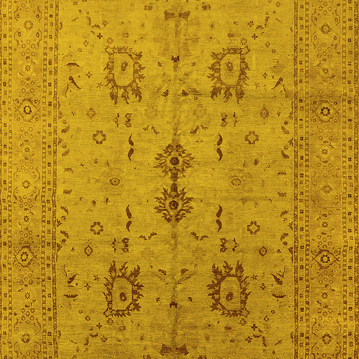Machine Washable Oriental Yellow Industrial Rug, wshurb647yw