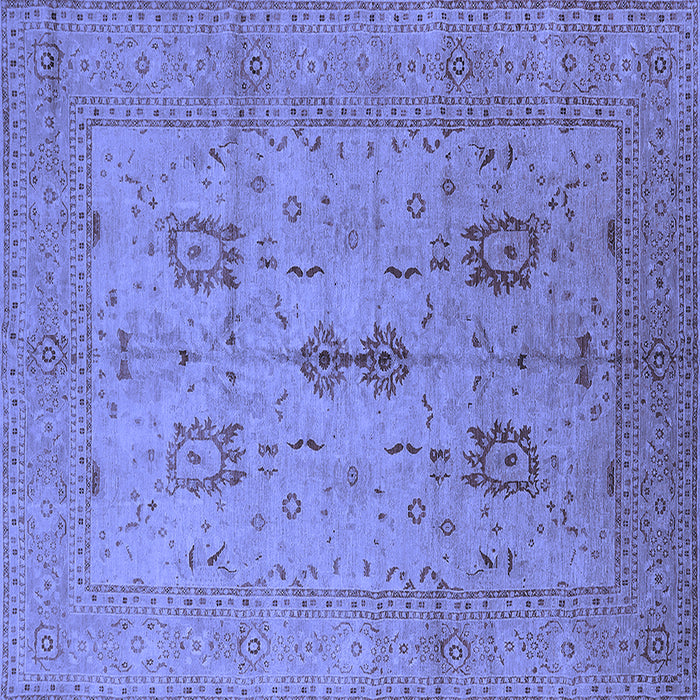 Square Machine Washable Oriental Blue Industrial Rug, wshurb647blu