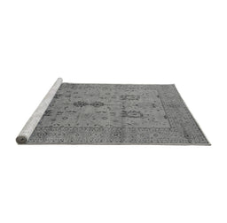 Sideview of Machine Washable Oriental Gray Industrial Rug, wshurb647gry