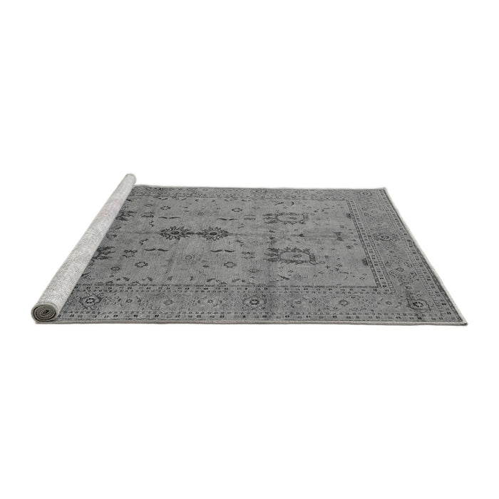 Sideview of Machine Washable Oriental Gray Industrial Rug, wshurb647gry