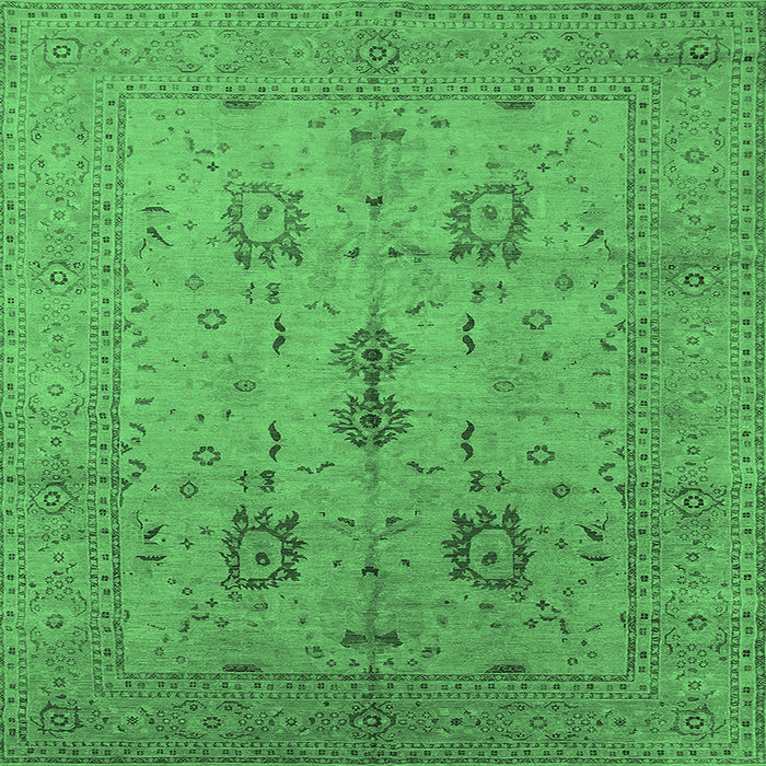 Square Oriental Emerald Green Industrial Rug, urb647emgrn