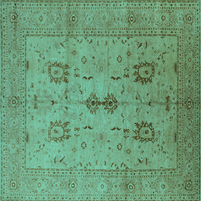Square Oriental Turquoise Industrial Rug, urb647turq