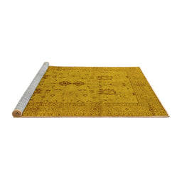 Sideview of Machine Washable Oriental Yellow Industrial Rug, wshurb647yw