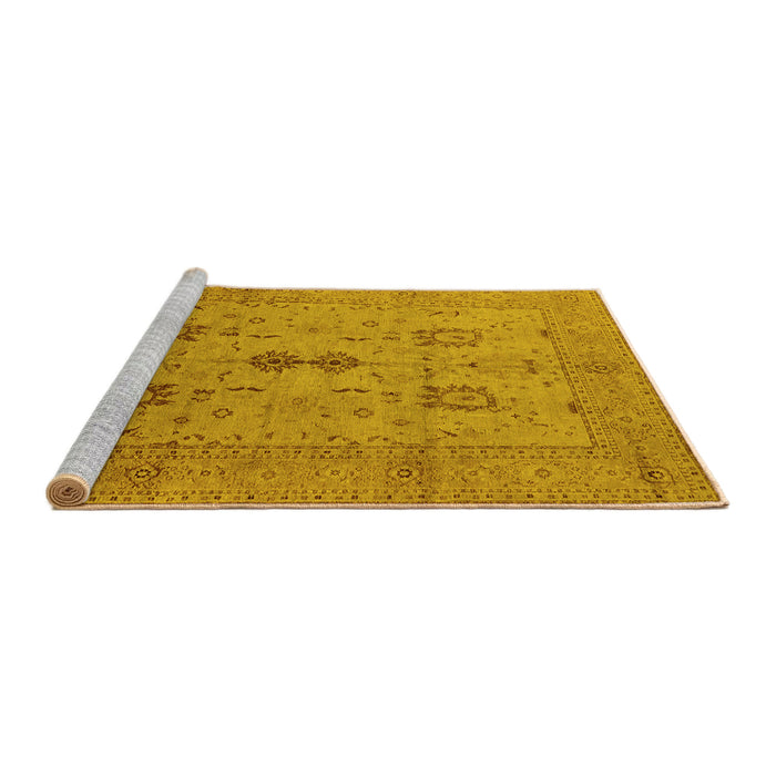 Sideview of Machine Washable Oriental Yellow Industrial Rug, wshurb647yw