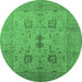 Round Oriental Emerald Green Industrial Rug, urb647emgrn