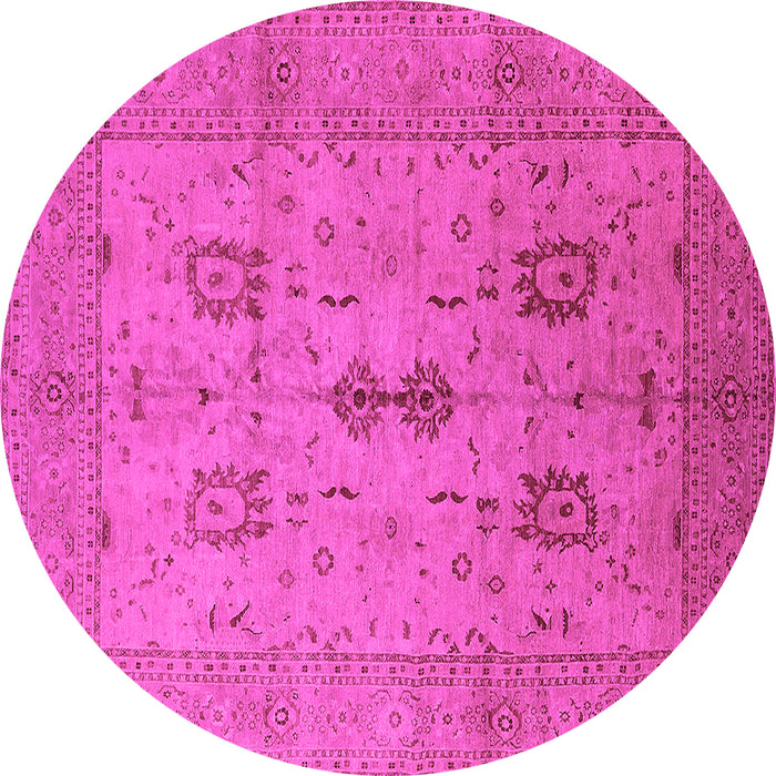 Round Machine Washable Oriental Pink Industrial Rug, wshurb647pnk