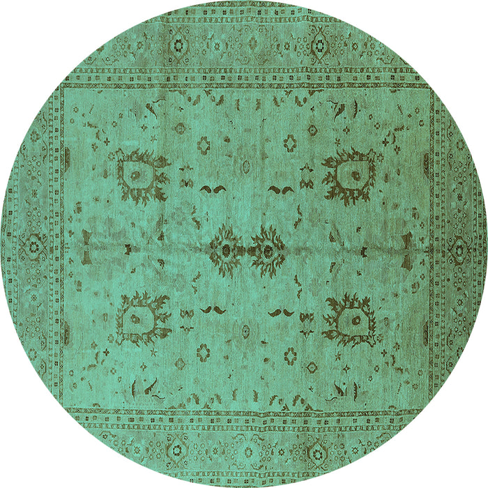 Round Oriental Turquoise Industrial Rug, urb647turq