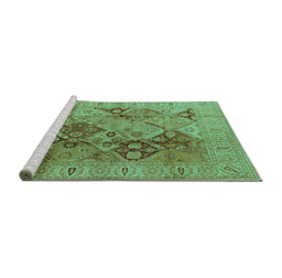 Sideview of Machine Washable Oriental Turquoise Industrial Area Rugs, wshurb648turq