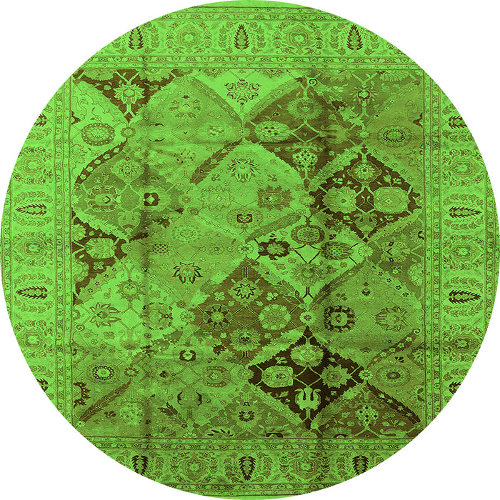 Round Oriental Green Industrial Rug, urb648grn