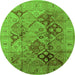 Round Oriental Green Industrial Rug, urb648grn