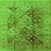 Square Machine Washable Oriental Green Industrial Area Rugs, wshurb648grn