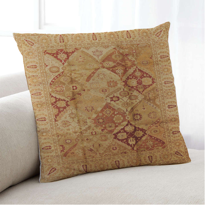 Lifestyle Image of Mid-Century Modern Urban Square Orange Red Orange Throw Pillow, 18 inch by 18 inch, pwurb648