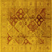 Square Machine Washable Oriental Yellow Industrial Rug, wshurb648yw