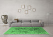 Machine Washable Oriental Emerald Green Industrial Area Rugs in a Living Room,, wshurb648emgrn