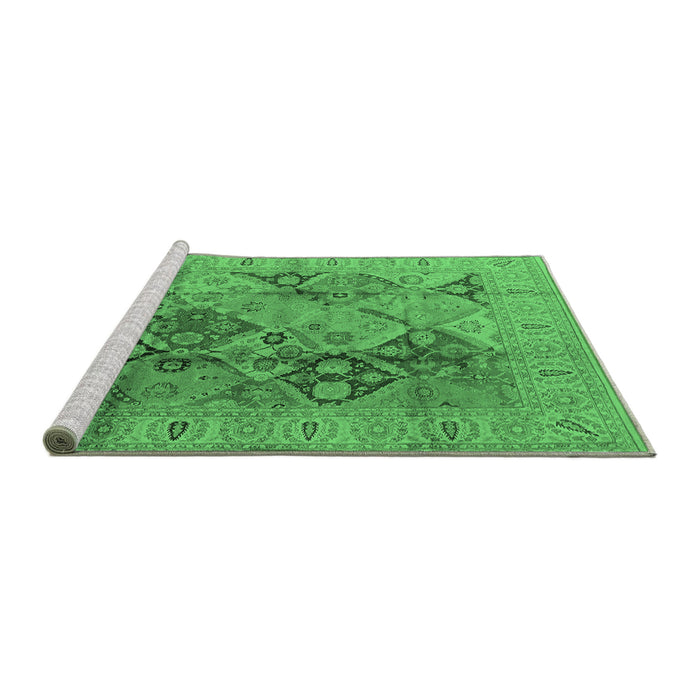 Sideview of Machine Washable Oriental Emerald Green Industrial Area Rugs, wshurb648emgrn