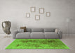 Machine Washable Oriental Green Industrial Area Rugs in a Living Room,, wshurb648grn