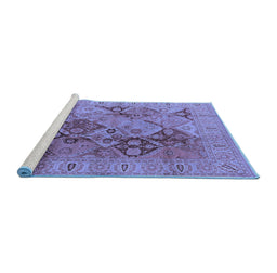 Sideview of Machine Washable Oriental Blue Industrial Rug, wshurb648blu