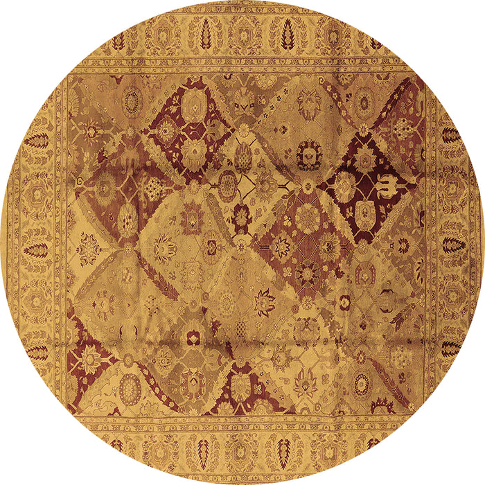 Round Machine Washable Oriental Brown Industrial Rug, wshurb648brn