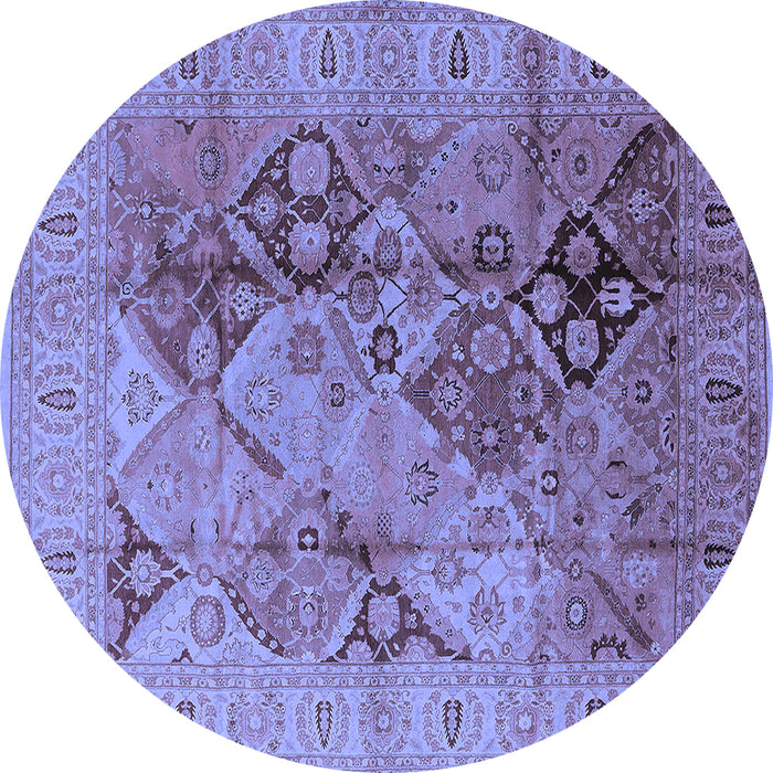 Round Oriental Blue Industrial Rug, urb648blu