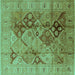 Square Oriental Turquoise Industrial Rug, urb648turq